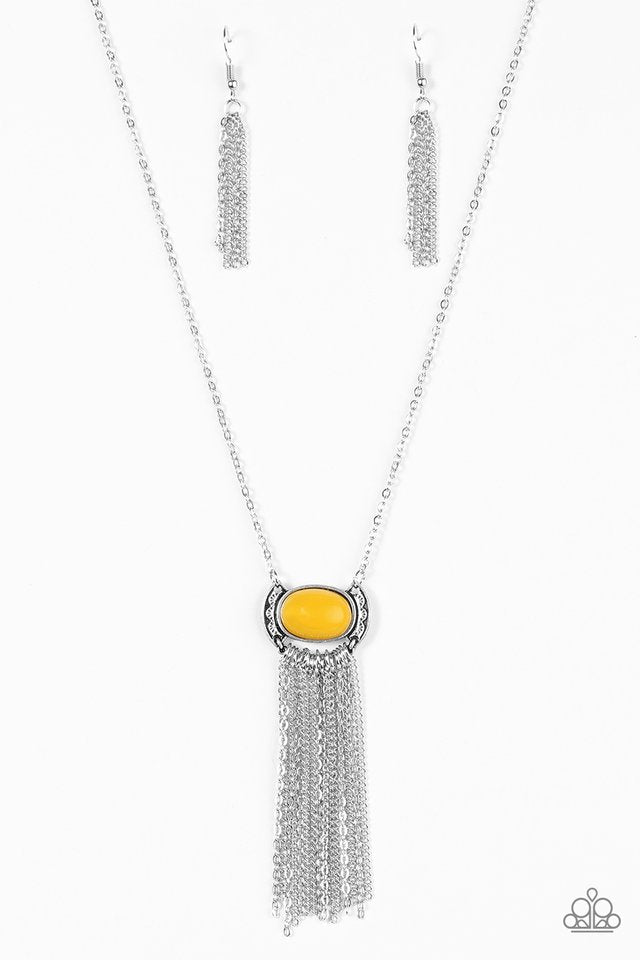 Fair - Weather Fringe Yellow Necklace