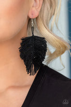 Load image into Gallery viewer, Hanging by a thread Black Earring
