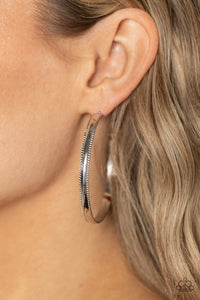 Monochromatic Magnetism Silver Hoop Earring